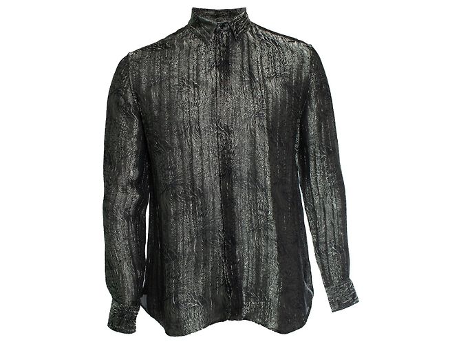Camicia floreale in jacquard tessuto Saint Laurent 2018 Nero D'oro