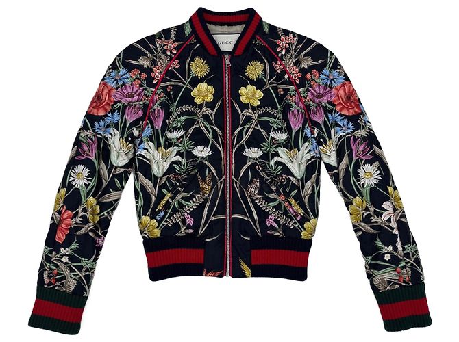 Chaqueta bomber Gucci de seda estampado Flora Multicolor