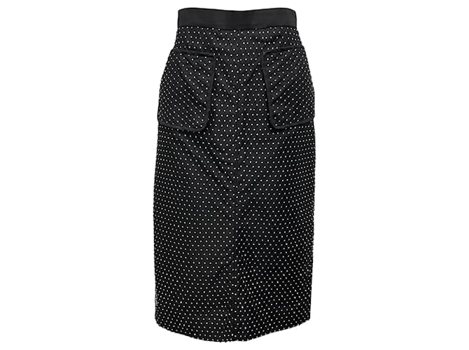 Autre Marque Douglas Hannant Black Crystal Embellished Lattice Silk Evening Skirt  ref.2325740