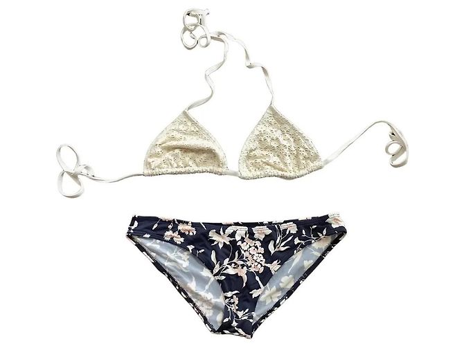 Autre Marque Bikini Triángulo Guillermina Baeza Crudo Azul oscuro