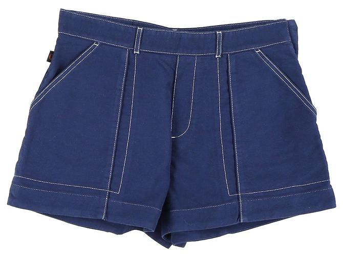 Shorts Chloé con cuciture a contrasto in cotone blu Blu chiaro