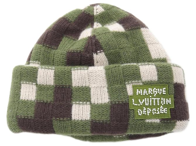 Wollstrickmütze Damouflage von Louis Vuitton Grün