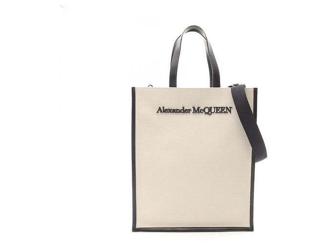 Bolsa tote de lona bordada em couro Alexander McQueen N/S
