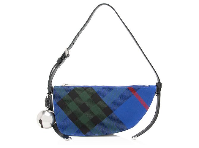 Bolsa de Ombro Mini Burberry Check Shield Azul