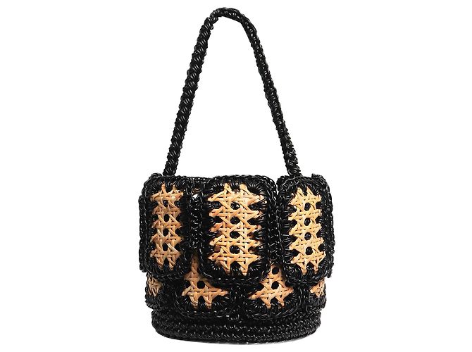 Autre Marque Neutrale gewebte Raphia-Handtasche
