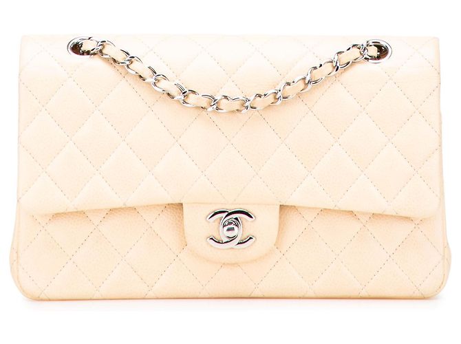 Chanel Brown Medium Classic Caviar Double Flap Marron Beige