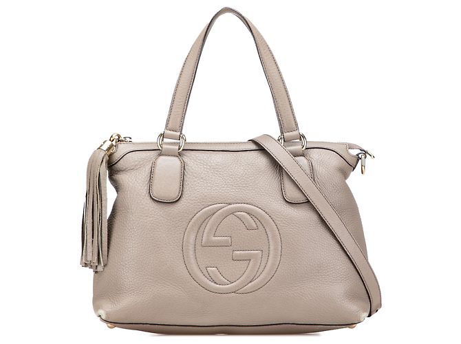Sac à main en cuir marron Gucci Soho Small Working Taupe