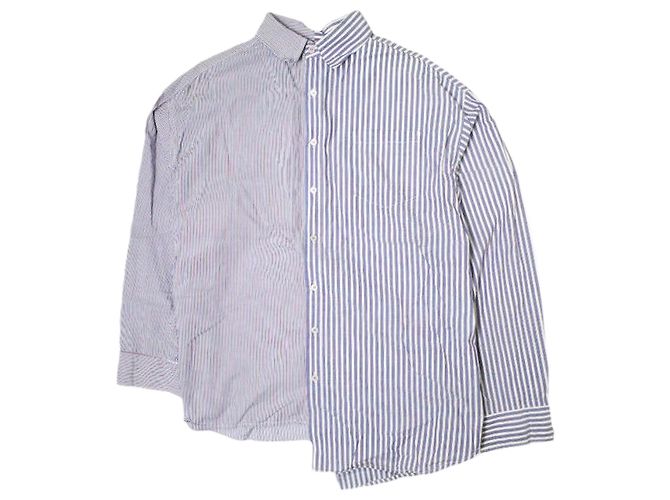 Autre Marque Camicia in cotone a righe asimmetriche Danke Schon Bianco Rosso Blu