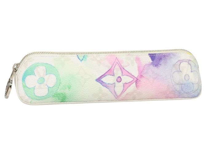 LOUIS VUITTON Monogramm Aquarell Stiftetui Elizabeth GI0591 Auth 127326 Weiß