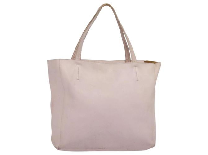Céline Bolsa tote de couro Celine Horizontalkava rosa dourado Auth hk2816