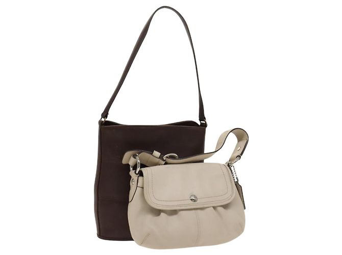 Coach Schultertasche Leder 2Set Braun Hellbeige Auth am8664