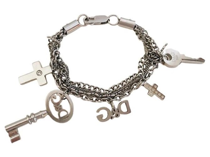 Pulseira Dolce & Gabbana de aço com chaves e cruzes Prata