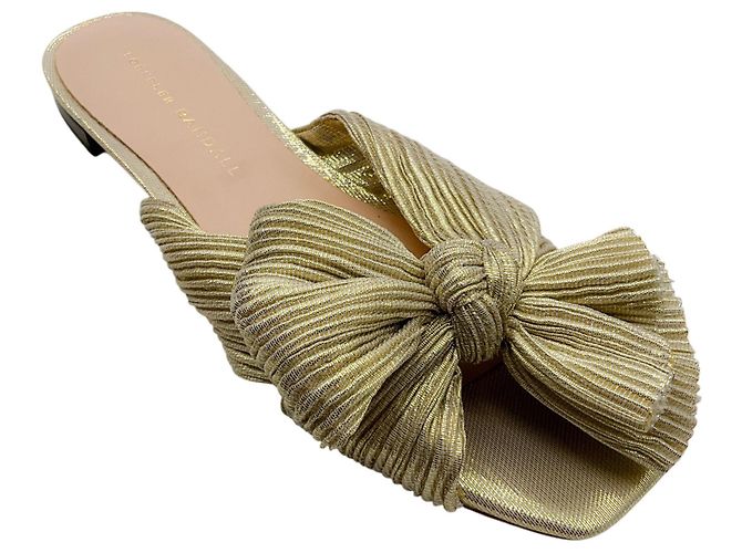 Loeffler Randall Sandália Slide Drapeada com Laço Dourado Daphne