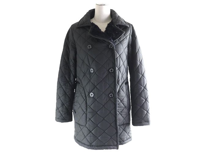 Autre Marque Casaco acolchoado de botão duplo Mackintosh Preto 36