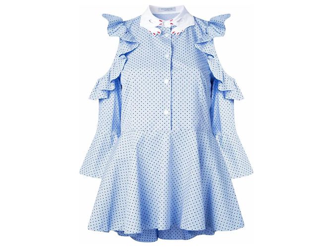 Autre Marque Camicia con colletto a mani Vivetta a spalle scoperte Bianco Blu