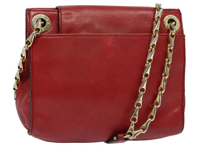 Céline Bolsa de ombro CELINE em couro vermelho e dourado Auth 127536