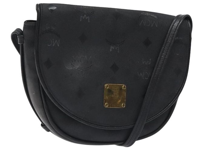 Borsa a spalla MCM Vicetos Logogram PVC Nero Oro Auth bs26670 D'oro