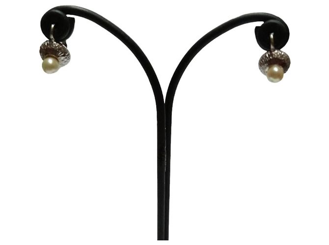 Autre Marque Pendientes de perla en oro blanco de 18k