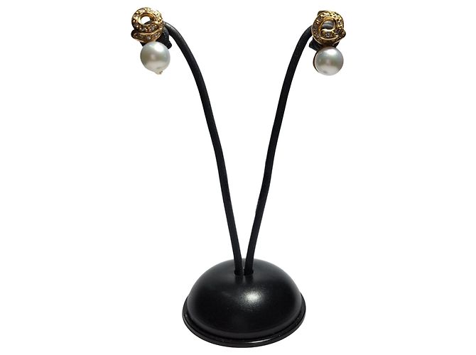 Autre Marque Orecchini brillanti e perla in oro 18K