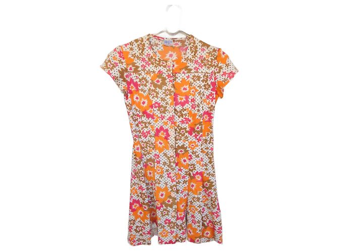 Autre Marque Robe mini Welcomme Pierron Marron Orange Coton