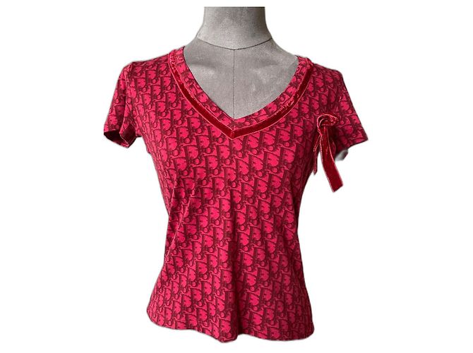 Top Dior Monogramma Obliquo Rosso in Cotone