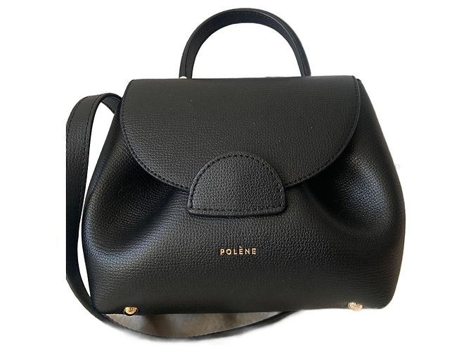 Bolsa Polène Mini Nano Preta em Pele de Cordeiro