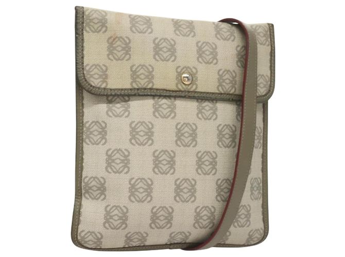 LOEWE Borsa a Spalla Anagram PVC Grigio Oro Auth bs26893 Marrone D'oro