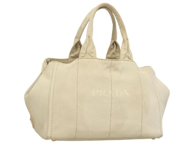 PRADA Canapa MM Sac à main Toile Beige Or Auth bs26853 Doré