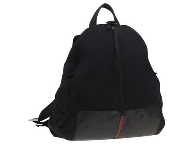 PRADA Sports Backpack Cotton Black Silver Auth bs26584 Silvery