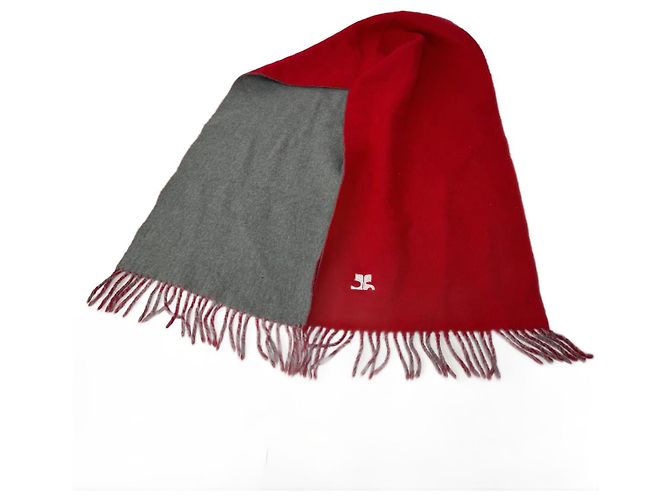 Vintage Courreges Paris Wollschal rot grau