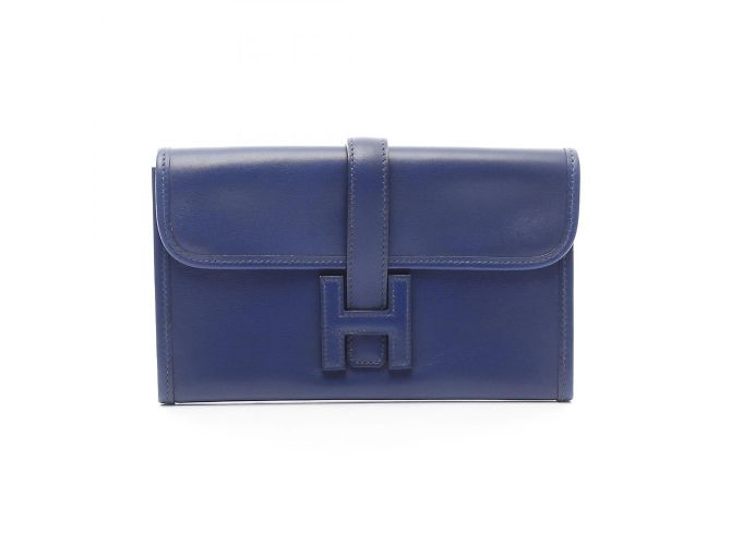 Clutch Hermès Jige Duo Second Blu navy