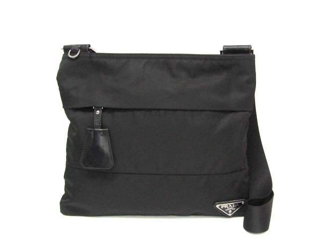 Borsa a spalla in nylon da donna Prada TESSUTO BT0741 Nero