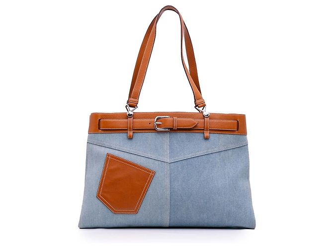 Bolsa tote de jeans azul Dior com bolso