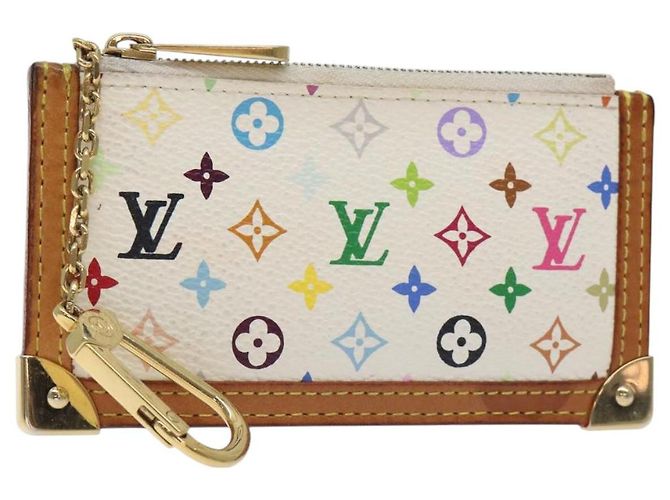 LOUIS VUITTON Pochette Cles Monograma Multicolor Bolsa Branca M92655 Auth 130593 Branco