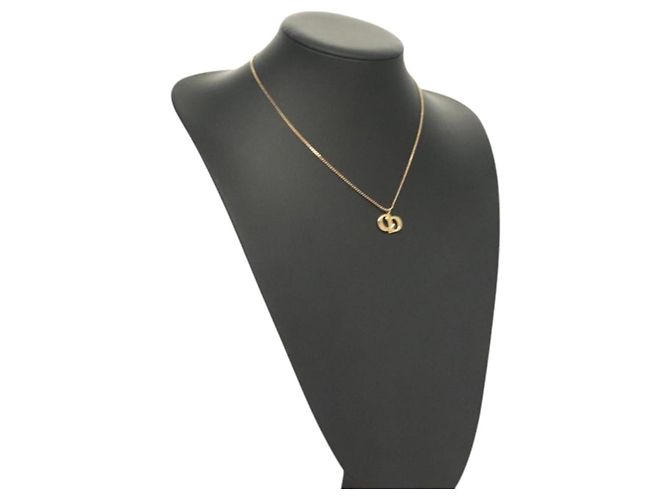 Collar Christian Dior metal dorado Auth SW954