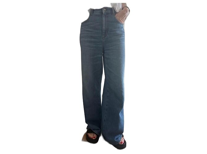 Jeans larghi Sportmax blu in cotone 