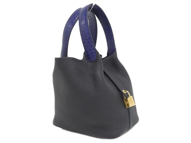 Hermès Borsa Hermes Picotin Lock Touch PM Blu Pelle