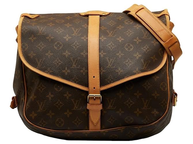 Louis Vuitton Monogram Saumur 35 Crossbody Shoulder Bag Brown Leather Plastic  ref.2331949