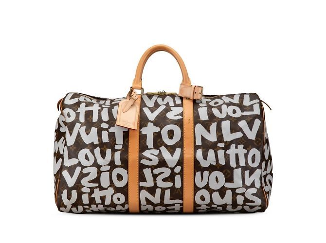 Bolsa Boston Keepall 50 Monogram Graffiti Louis Vuitton Marrom Prata