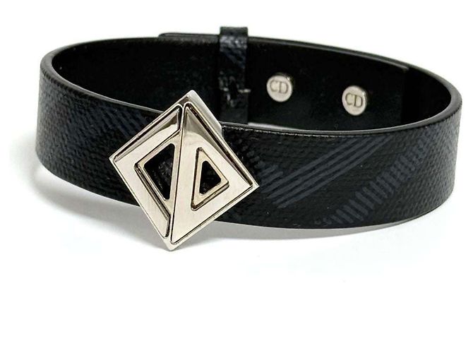 Herrenarmband aus Leder CD Diamond von Christian Dior Schwarz
