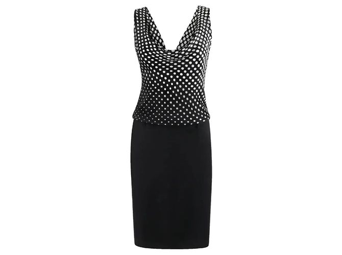 Vestido Alexander McQueen de Bolinhas de Seda e Lã Preto Branco
