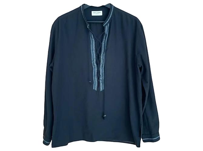 Saint Laurent Shirts Black Silk Cotton  ref.2332482