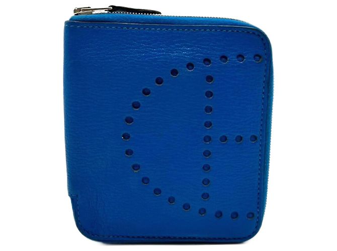 Hermès Hermes Evelyne Compact Zip Bi-fold Wallet Blue