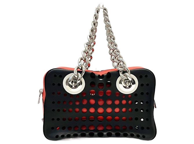 Bolso de hombro de cuero negro Prada