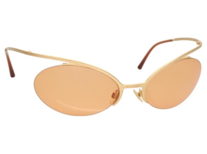 CHANEL Sonnenbrille Metall Orange CC Auth SW927