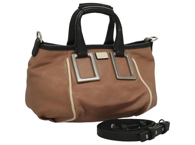Chloé Etel Handtasche Leder 2 in 1 Rosa Silber Auth BA3474 Pink