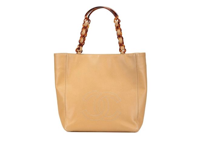 Chanel Coco Mark Chain Tote Bag Beige