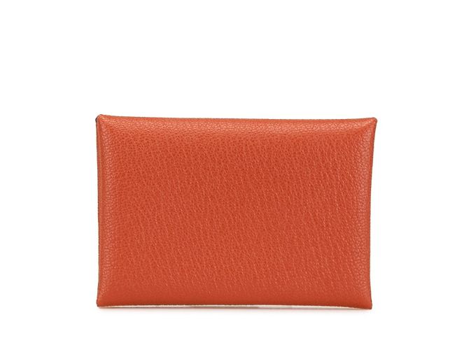 Hermès Estojo para moedas Duo Calvi Hermes em couro de cabra marrom