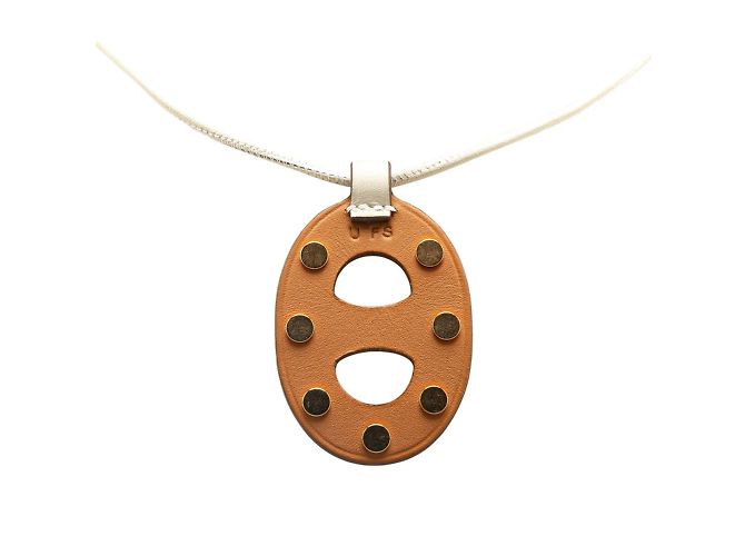 Collier Stud Chaine d'Ancre PM d'Hermès Marron Beige 