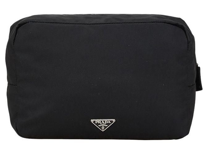 Bolsito con placa de logo triangular Prada Negro